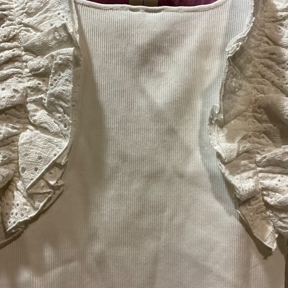 New With Tags DOLAN Ruffle Sleeve Eyelet Ribbed Top - Picture 9 of 11